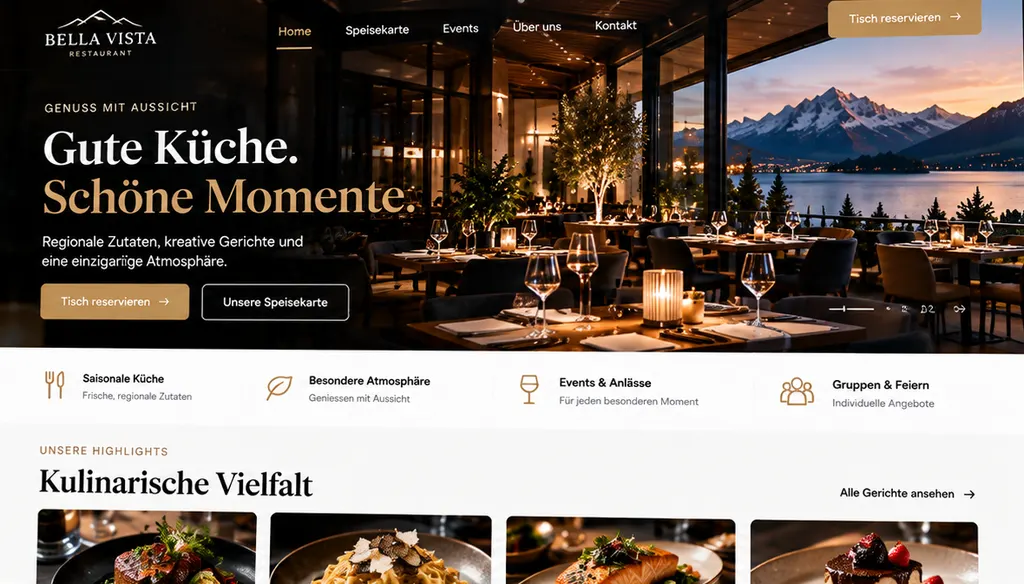 Startseite der Demo-Website eines fiktiven Restaurants.
